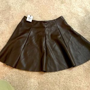 Brown, vegan leather, A line mini skirt, NWT, size medium